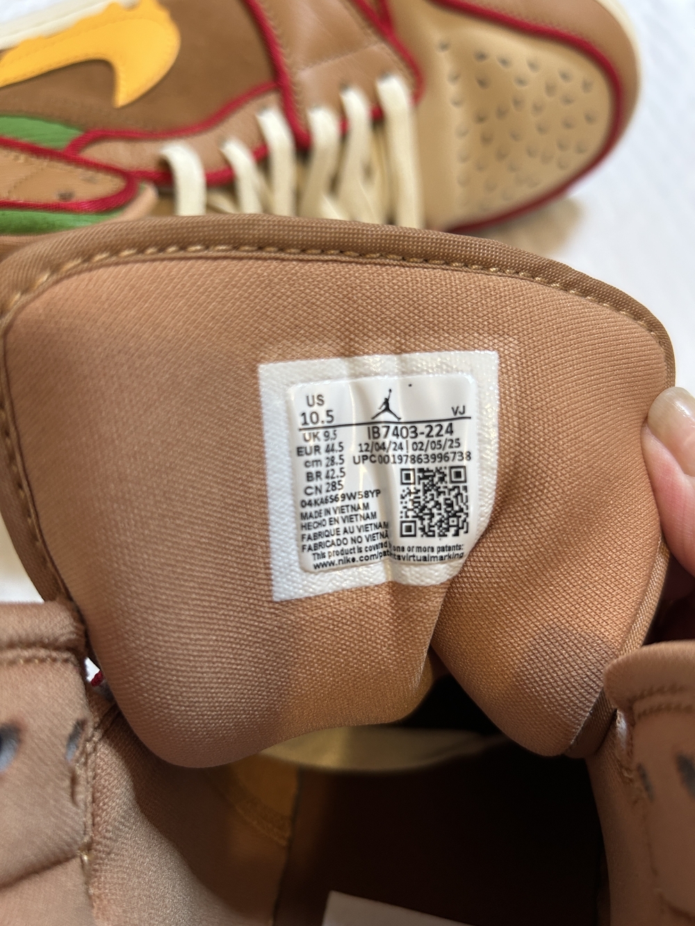 Nike Air Jordan High-Top Sneakers in Tan, Red and Yellow - Picture 4 of 4
